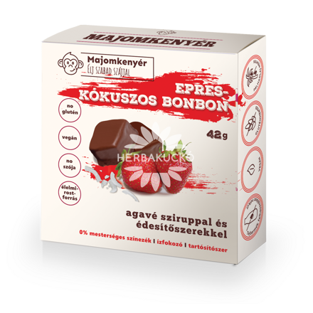 Majomkenyér Vegán epres-kókuszos bonbon 42g