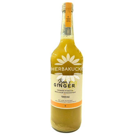 Ben's Ginger Bio „Őszibarack–Bazsalikom”– 1000 ml