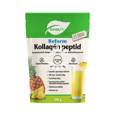 Benefitt Reform Kollagén peptid - ananász ízű + C-vit. , 300g