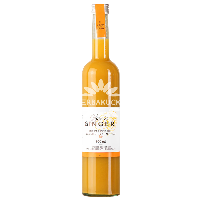 Ben's Ginger Bio „Őszibarack–Bazsalikom”– 500 ml Ben's Ginger Bio „Őszibarack–Bazsalikom”– 500 ml