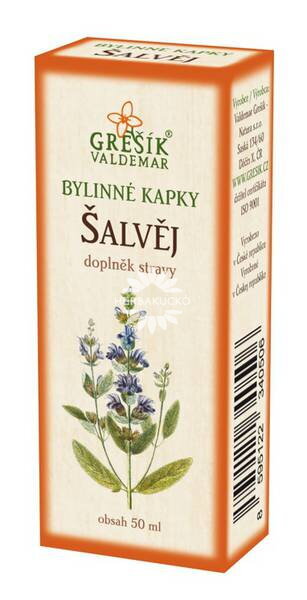 Grešík Zsálya gyógynövényes cseppek – 50 ml Grešík Zsálya gyógynövényes cseppek – 50 ml