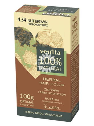 VENITA 100% NATURAL GYÓGYNÖVÉNYES NÖVÉNYI HAJFESTÉK 4.34 GESZTENYE BARNA 1DB